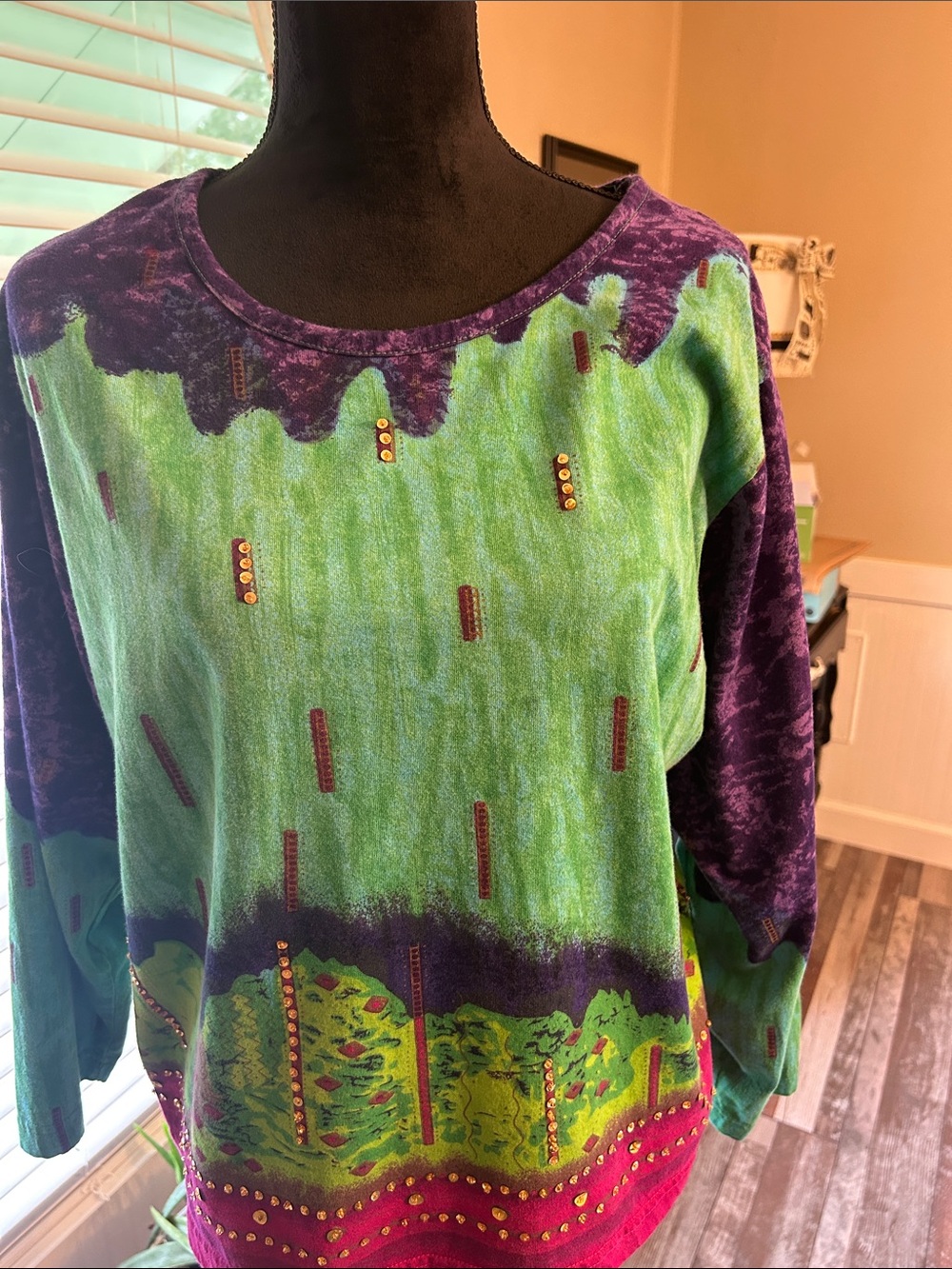 Antthony Green, Purple & Pink Embellished Long Sleeve Tee